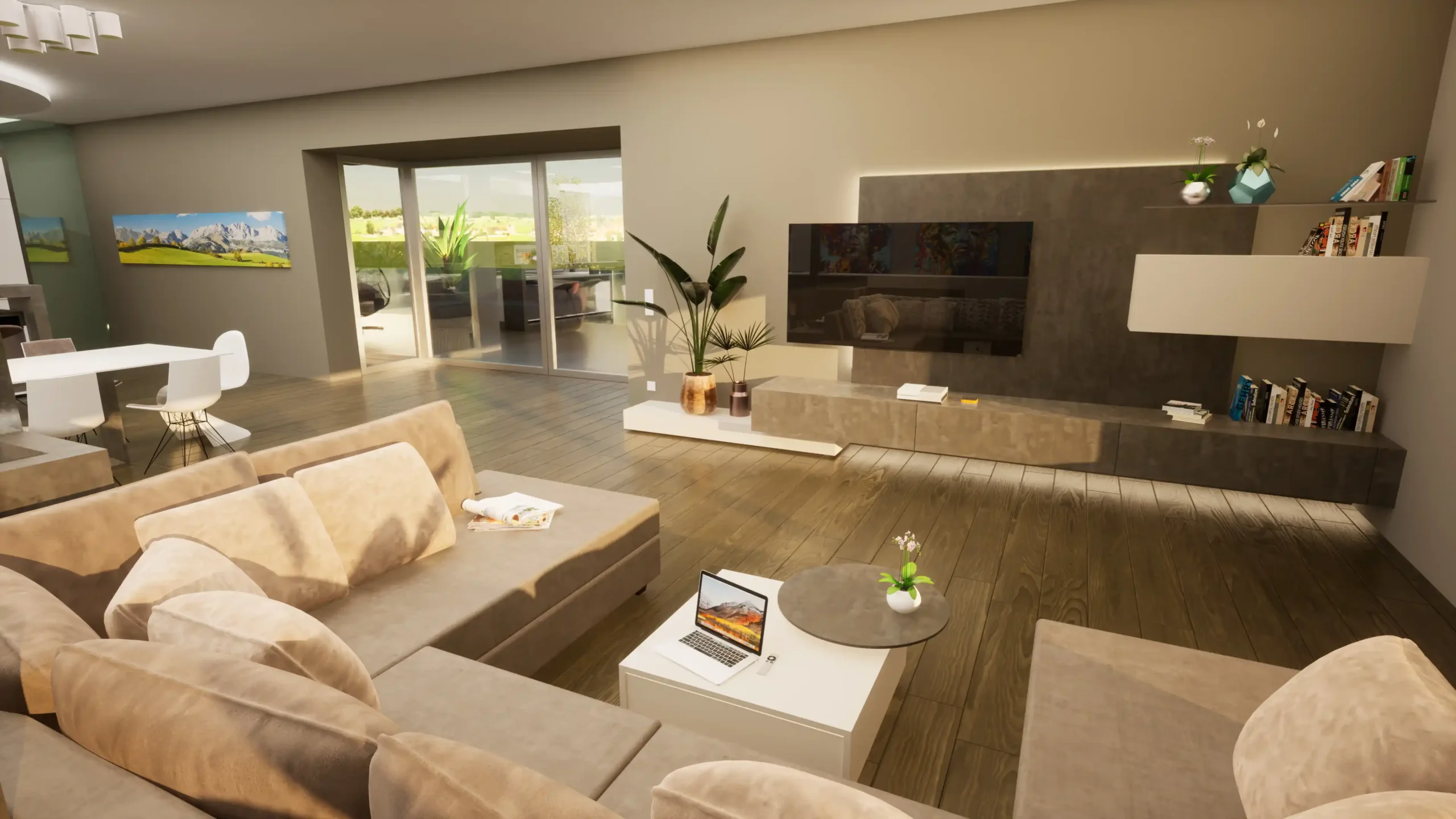 Maßgefertigte Wohnzimmereinrichtung mit Familienkomfort