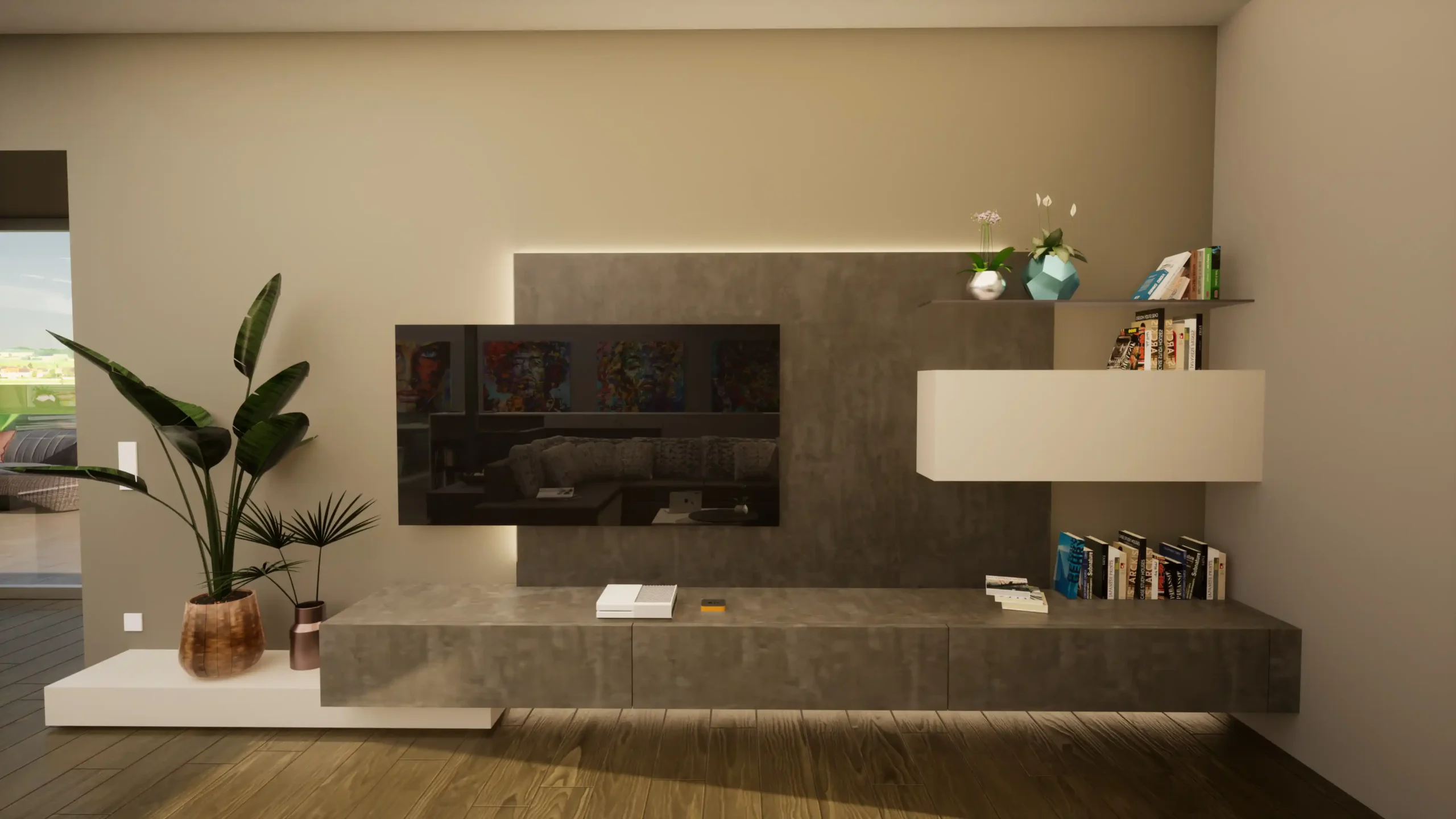 Detailansicht der maßgefertigten Wohnzimmermöbel