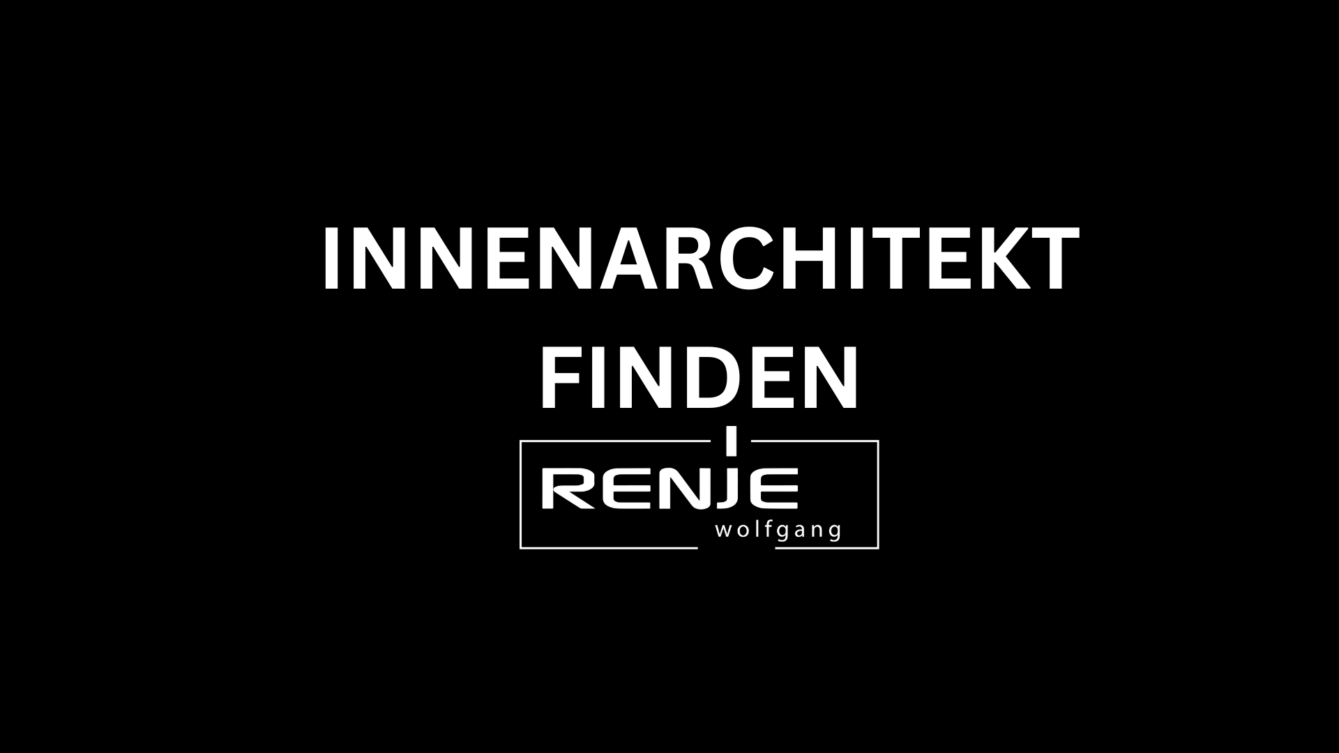 Textgrafik mit der Überschrift ‚Innenarchitekt finden‘ und dem Logo von Renje Design.